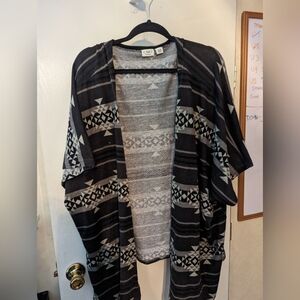 Cato 26/28 Black And Grey Short Sleeved Cardigan